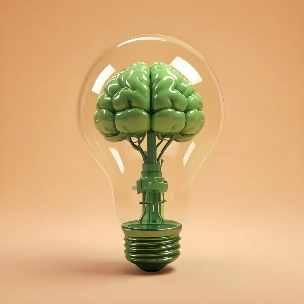 3d Model A Green Brain Inside A Light Bulb With A Green Base The Background Is A Plain Light Orange Color Figure Octane Render Volumetric Highly Detailed Videogame Aesthetic 21 Dcd5
