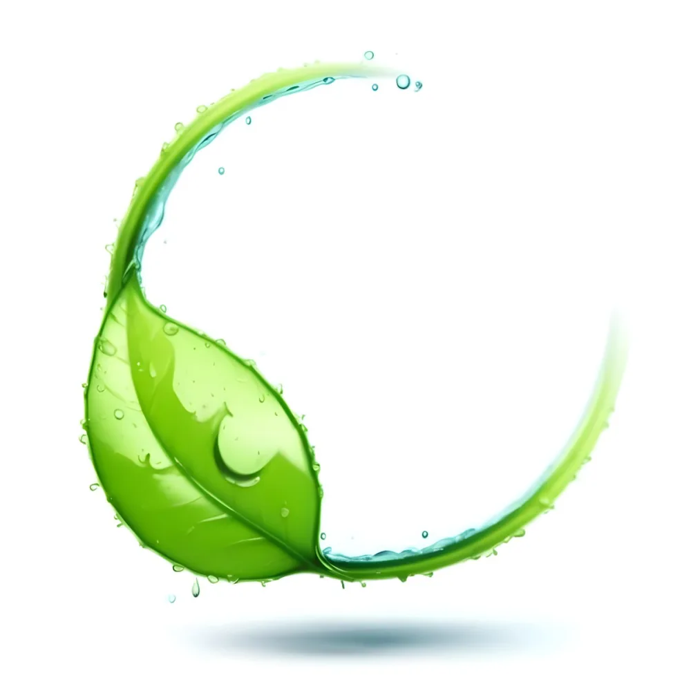 3d Model A Green Leaf With Water Drops And A Green Circle Around It White Background Nature Concept Organic Ecology Environment Freshness Growth Health Natural Figure Octane Render Volumetric Highly Detailed 11 7618