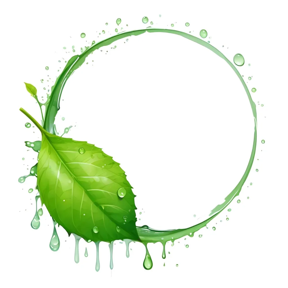 3d Model A Green Leaf With Water Drops And A Green Circle Around It White Background Nature Concept Organic Ecology Environment Freshness Growth Health Natural Figure Octane Render Volumetric Highly Detailed 12 1973