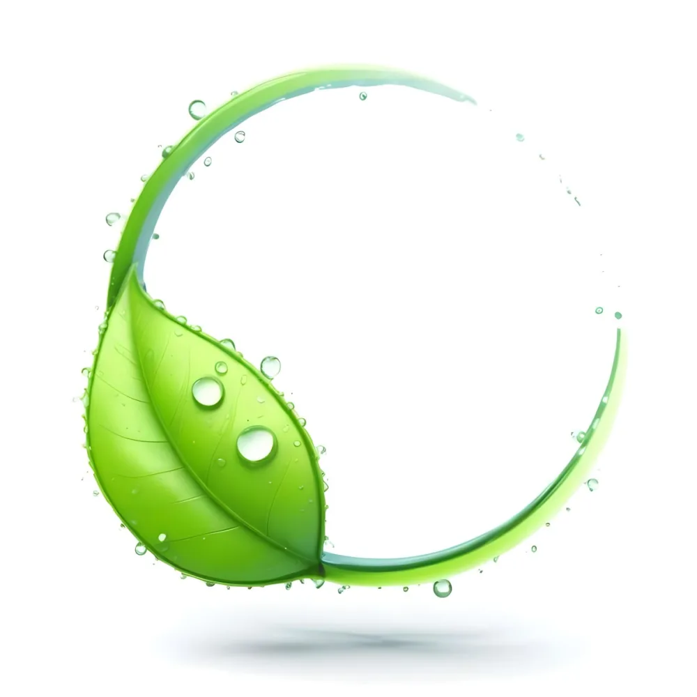 3d Model A Green Leaf With Water Drops And A Green Circle Around It White Background Nature Concept Organic Ecology Environment Freshness Growth Health Natural Figure Octane Render Volumetric Highly Detailed 25 4c09