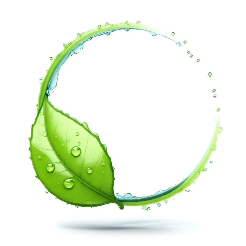 3d Model A Green Leaf With Water Drops And A Green Circle Around It White Background Nature Concept Organic Ecology Environment Freshness Growth Health Natural Figure Octane Render Volumetric Highly Detailed 31 1bd8