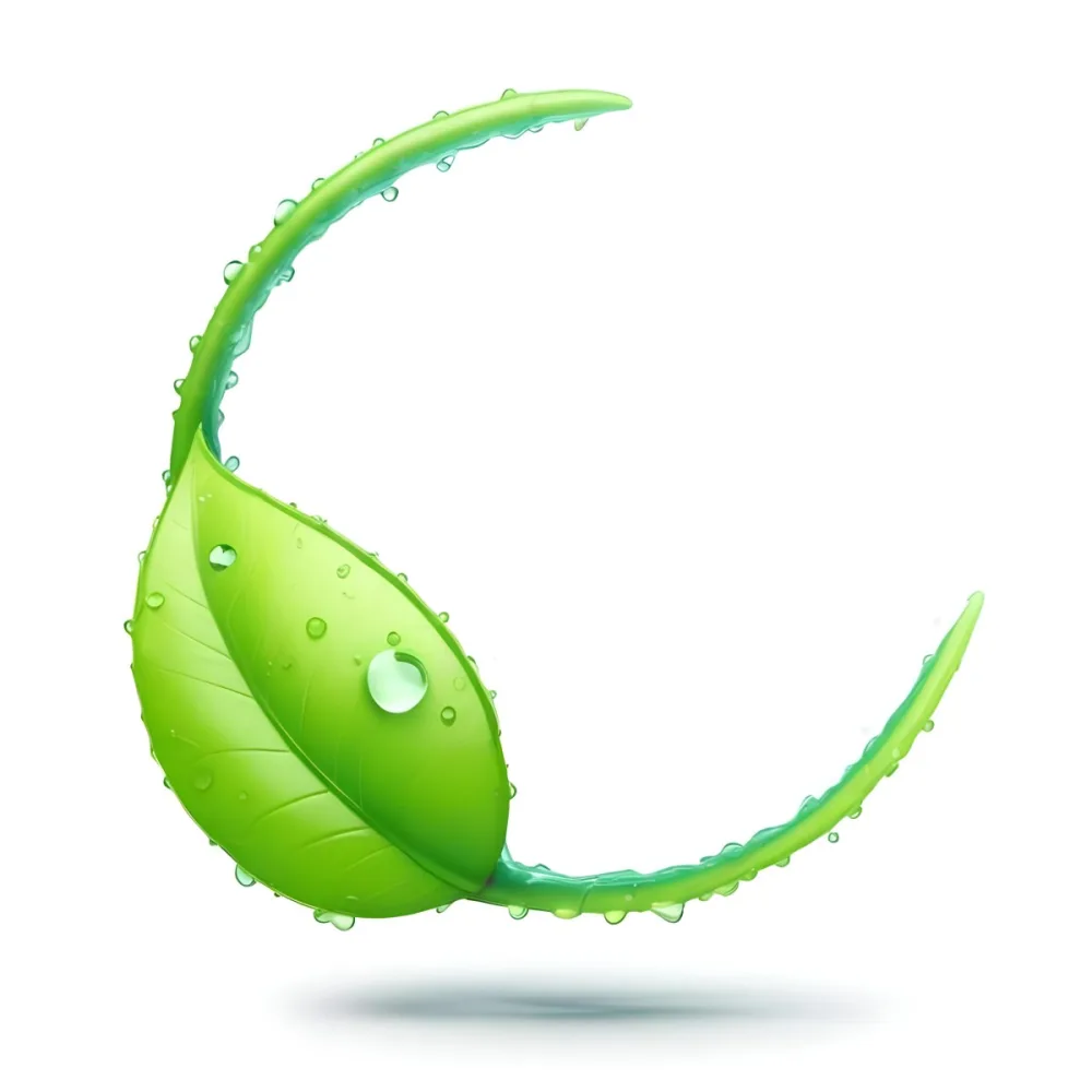 3d Model A Green Leaf With Water Drops And A Green Circle Around It White Background Nature Concept Organic Ecology Environment Freshness Growth Health Natural Figure Octane Render Volumetric Highly Detailed 33 0e0f