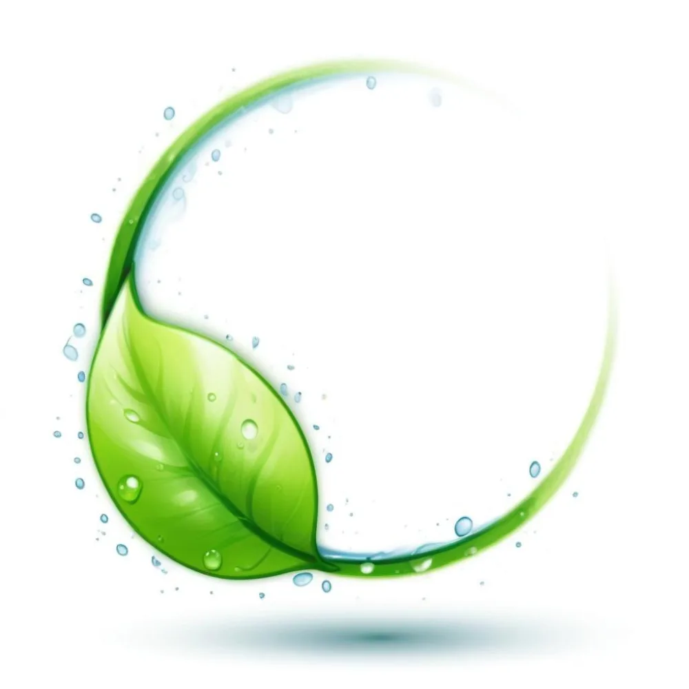 3d Model A Green Leaf With Water Drops And A Green Circle Around It White Background Nature Concept Organic Ecology Environment Freshness Growth Health Natural Figure Octane Render Volumetric Highly Detailed 34 745b
