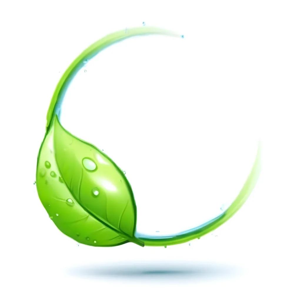 3d Model A Green Leaf With Water Drops And A Green Circle Around It White Background Nature Concept Organic Ecology Environment Freshness Growth Health Natural Figure Octane Render Volumetric Highly Detailed 35 C7d9