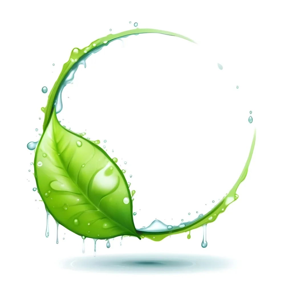 3d Model A Green Leaf With Water Drops And A Green Circle Around It White Background Nature Concept Organic Ecology Environment Freshness Growth Health Natural Figure Octane Render Volumetric Highly Detailed 8 D82f