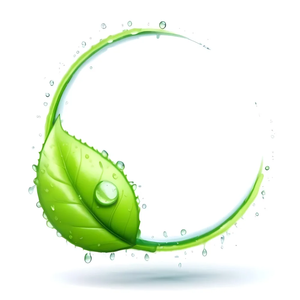 3d Model A Green Leaf With Water Drops And A Green Circle Around It White Background Nature Concept Organic Ecology Environment Freshness Growth Health Natural Figure Octane Render Volumetric Highly Detailed 9 Aa44