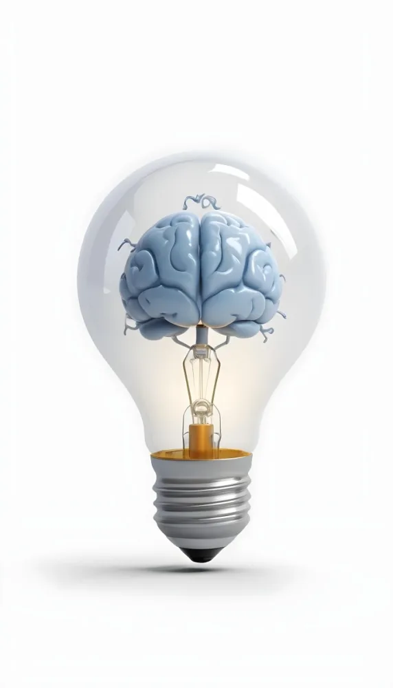 3d Model A Light Bulb With A Brain Inside The Brain Is Blue And The Light Bulb Is Clear On A White Background Figure Octane Render Volumetric Highly Detailed Videogame Aesthetic 12 00d7