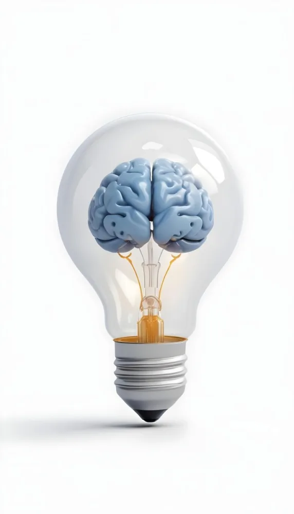 3d Model A Light Bulb With A Brain Inside The Brain Is Blue And The Light Bulb Is Clear On A White Background Figure Octane Render Volumetric Highly Detailed Videogame Aesthetic 14 Df26