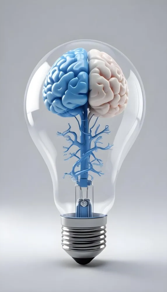 3d Model A Light Bulb With A Brain Inside The Brain Is Blue And The Light Bulb Is Clear On A White Background Figure Octane Render Volumetric Highly Detailed Videogame Aesthetic 18 Ecaa