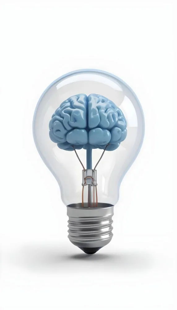 3d Model A Light Bulb With A Brain Inside The Brain Is Blue And The Light Bulb Is Clear On A White Background Figure Octane Render Volumetric Highly Detailed Videogame Aesthetic 23 467a