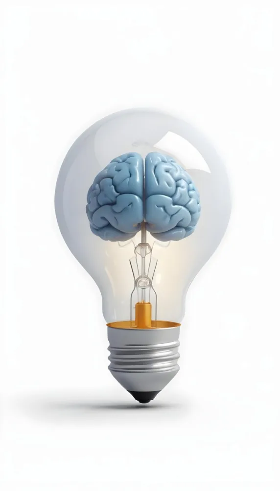 3d Model A Light Bulb With A Brain Inside The Brain Is Blue And The Light Bulb Is Clear On A White Background Figure Octane Render Volumetric Highly Detailed Videogame Aesthetic 25 5824