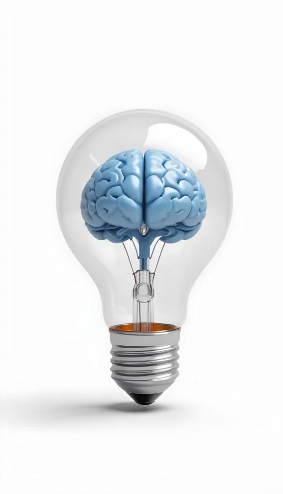 3d Model A Light Bulb With A Brain Inside The Brain Is Blue And The Light Bulb Is Clear On A White Background Figure Octane Render Volumetric Highly Detailed Videogame Aesthetic 3 Afcb