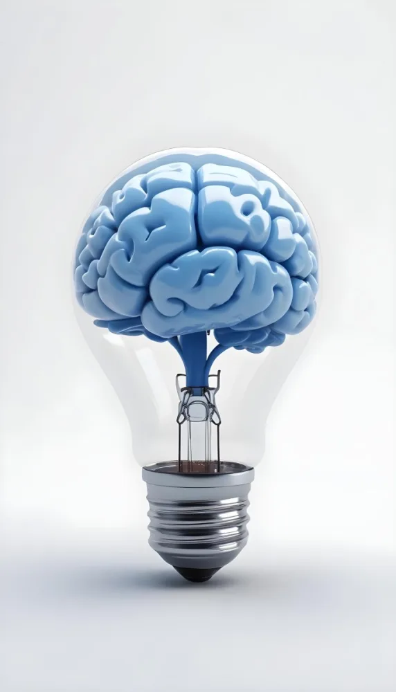 3d Model A Light Bulb With A Brain Inside The Brain Is Blue And The Light Bulb Is Clear On A White Background Figure Octane Render Volumetric Highly Detailed Videogame Aesthetic 5 6ae1