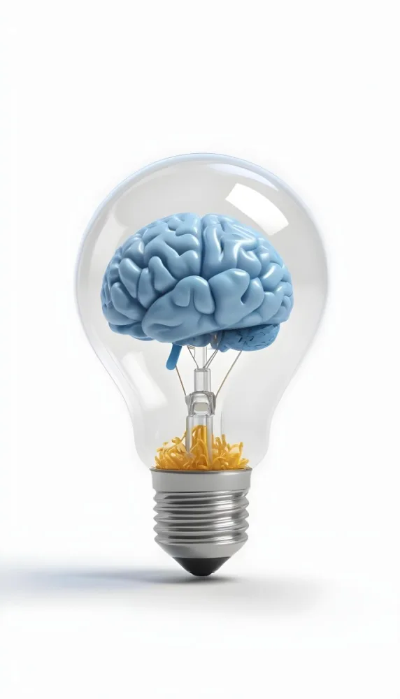3d Model A Light Bulb With A Brain Inside The Brain Is Blue And The Light Bulb Is Clear On A White Background Figure Octane Render Volumetric Highly Detailed Videogame Aesthetic 6 A8e6