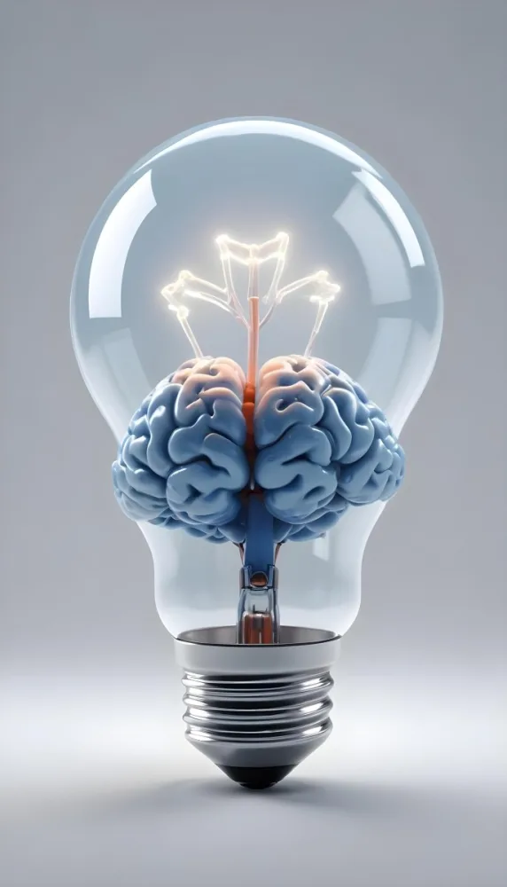 3d Model A Light Bulb With A Brain Inside The Brain Is Blue And The Light Bulb Is Clear On A White Background Figure Octane Render Volumetric Highly Detailed Videogame Aesthetic 7 B1aa