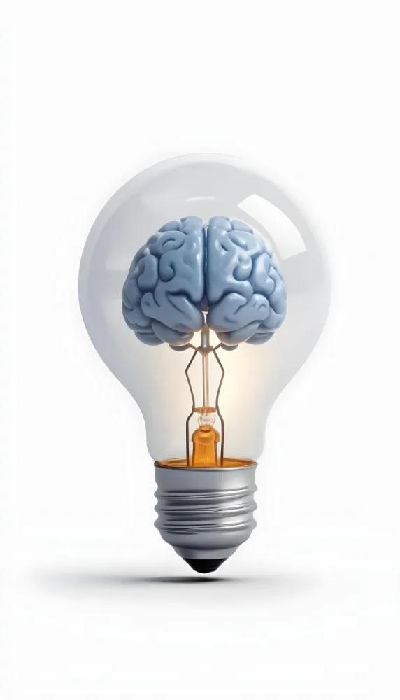 3d Model A Light Bulb With A Brain Inside The Brain Is Blue And The Light Bulb Is Clear On A White Background Figure Octane Render Volumetric Highly Detailed Videogame Aesthetic 8 24b4