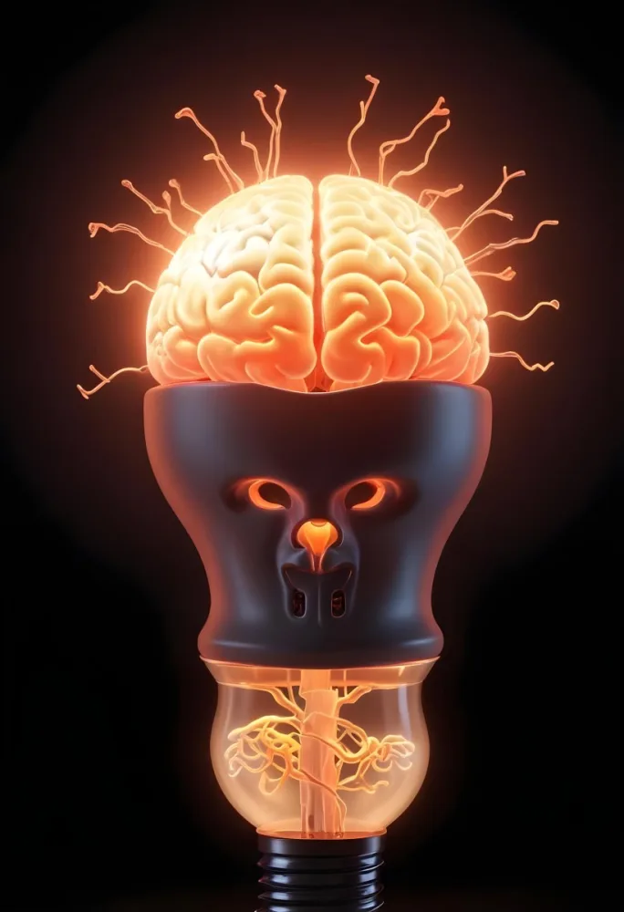3d Model A Light Bulb With A Brain Inside The Brain Is Glowing The Background Is Black Figure Octane Render Volumetric Highly Detailed Videogame Aesthetic 27 1692