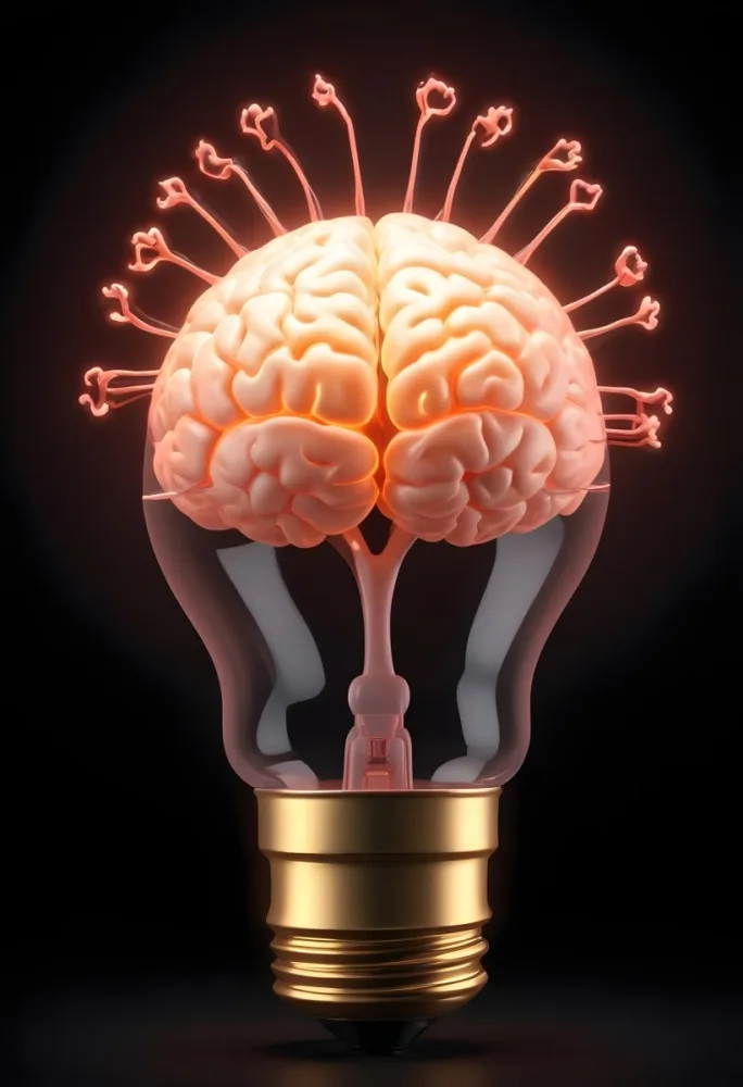 3d Model A Light Bulb With A Brain Inside The Brain Is Glowing The Background Is Black Figure Octane Render Volumetric Highly Detailed Videogame Aesthetic 28 5113