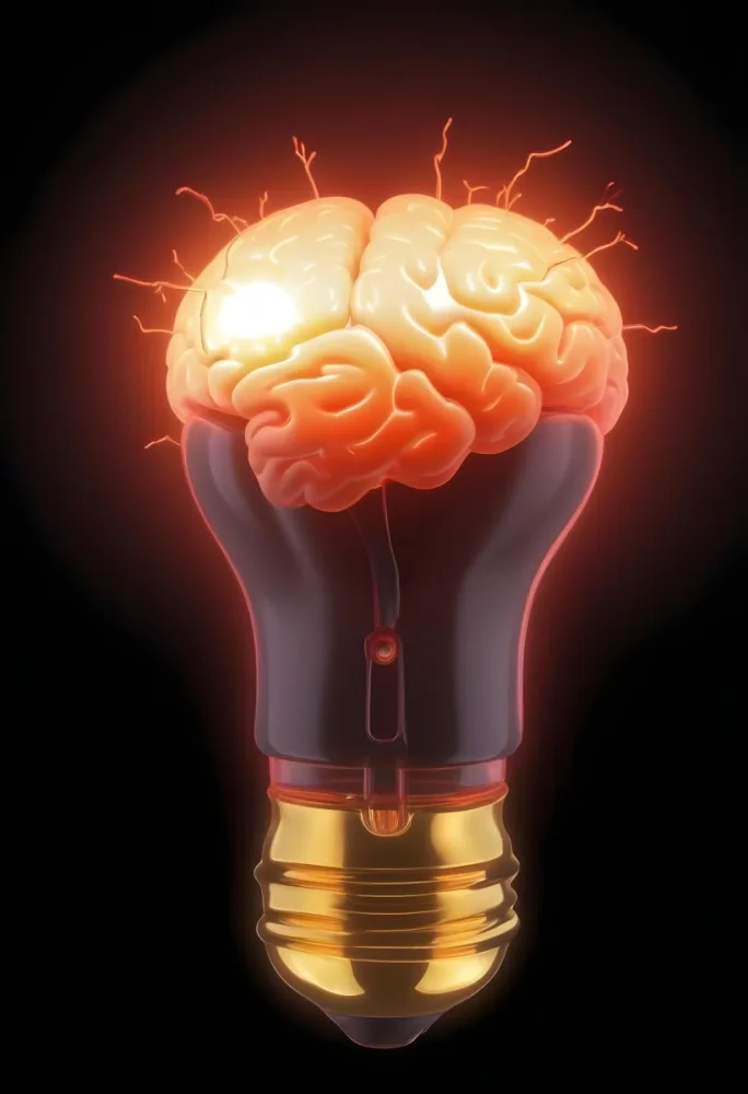 3d Model A Light Bulb With A Brain Inside The Brain Is Glowing The Background Is Black Figure Octane Render Volumetric Highly Detailed Videogame Aesthetic 29 46f9
