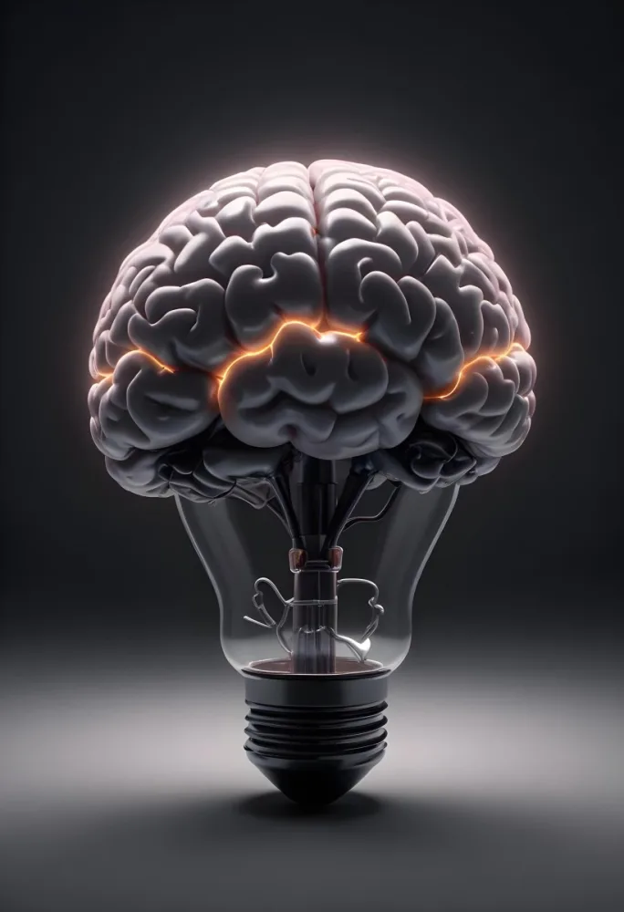 3d Model A Light Bulb With A Brain Inside The Brain Is Glowing The Background Is Black Figure Octane Render Volumetric Highly Detailed Videogame Aesthetic 30 Ea3f
