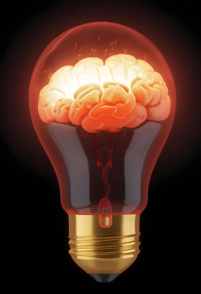 3d Model A Light Bulb With A Brain Inside The Brain Is Glowing The Background Is Black Figure Octane Render Volumetric Highly Detailed Videogame Aesthetic 5 19c4