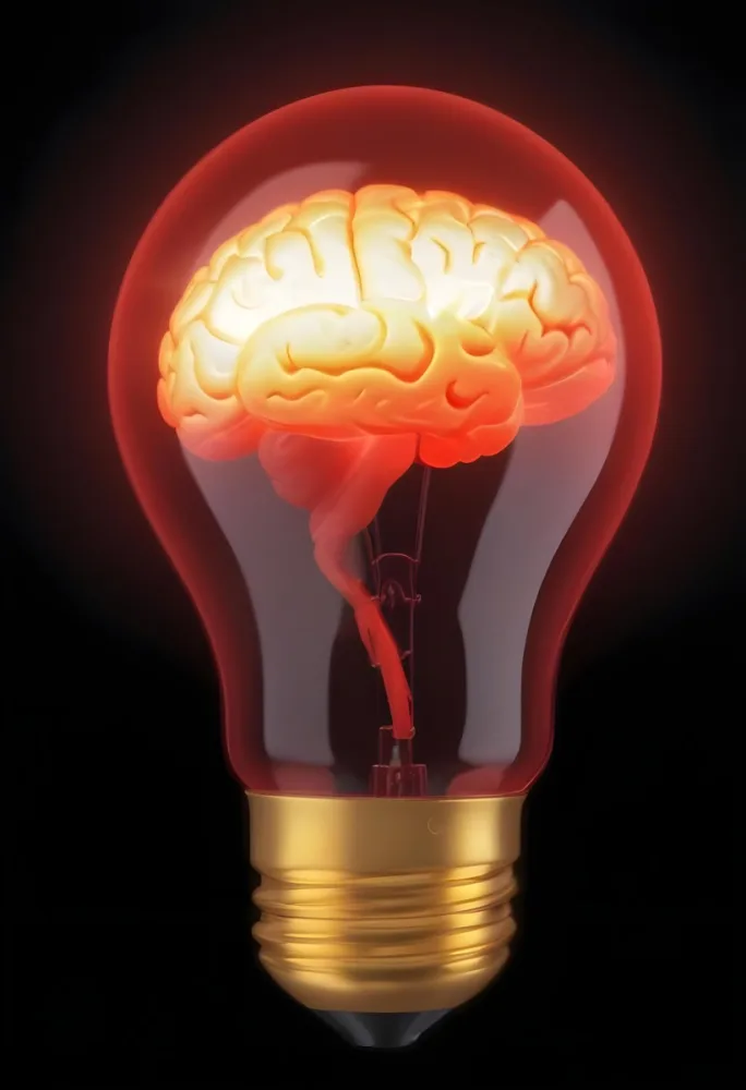 3d Model A Light Bulb With A Brain Inside The Brain Is Glowing The Background Is Black Figure Octane Render Volumetric Highly Detailed Videogame Aesthetic 6 D334