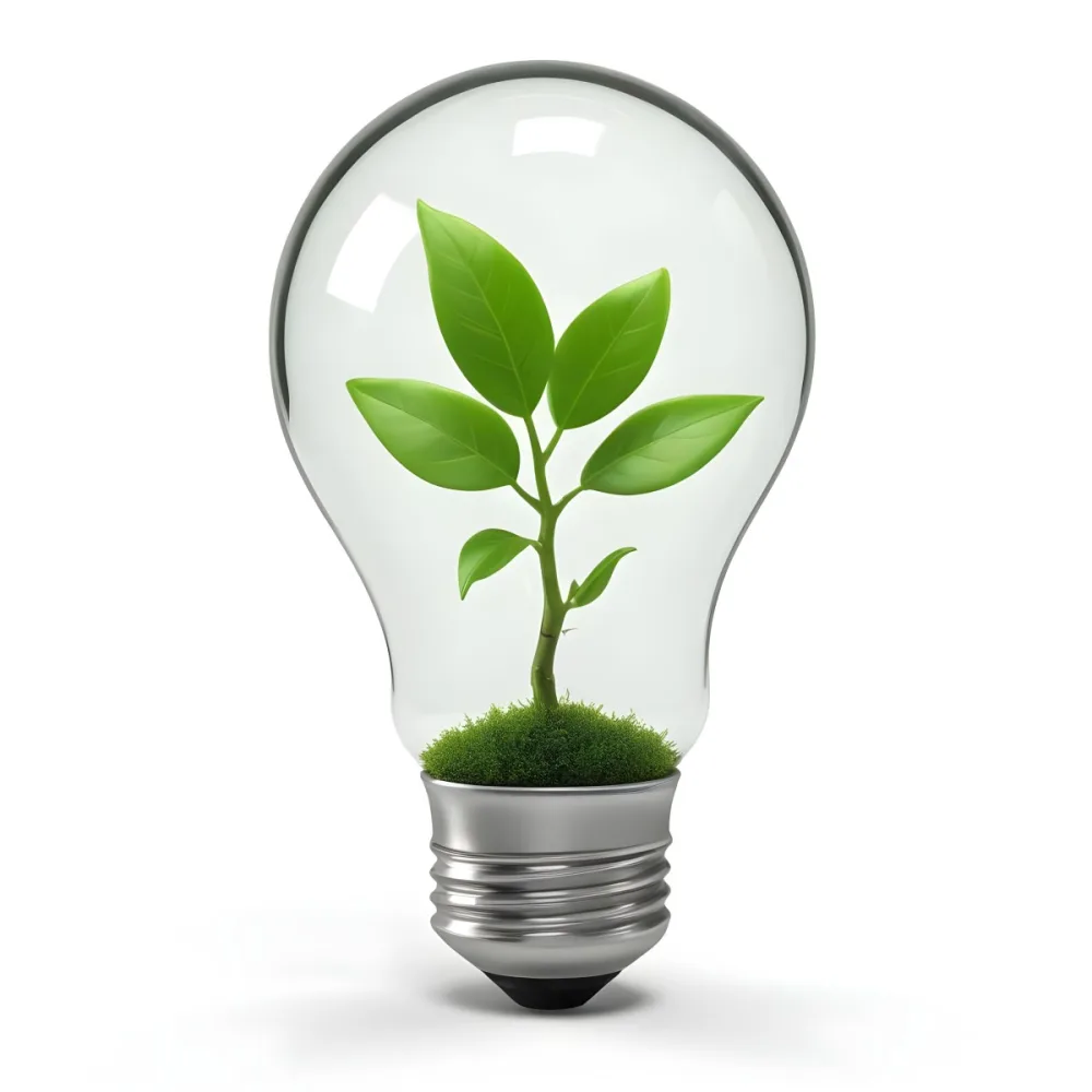 3d Model A Light Bulb With A Green Plant Inside The Bulb Is White And The Plant Is Green The Background Is White Figure Octane Render Volumetric Highly Detailed Videogame Aesthetic 10 1561
