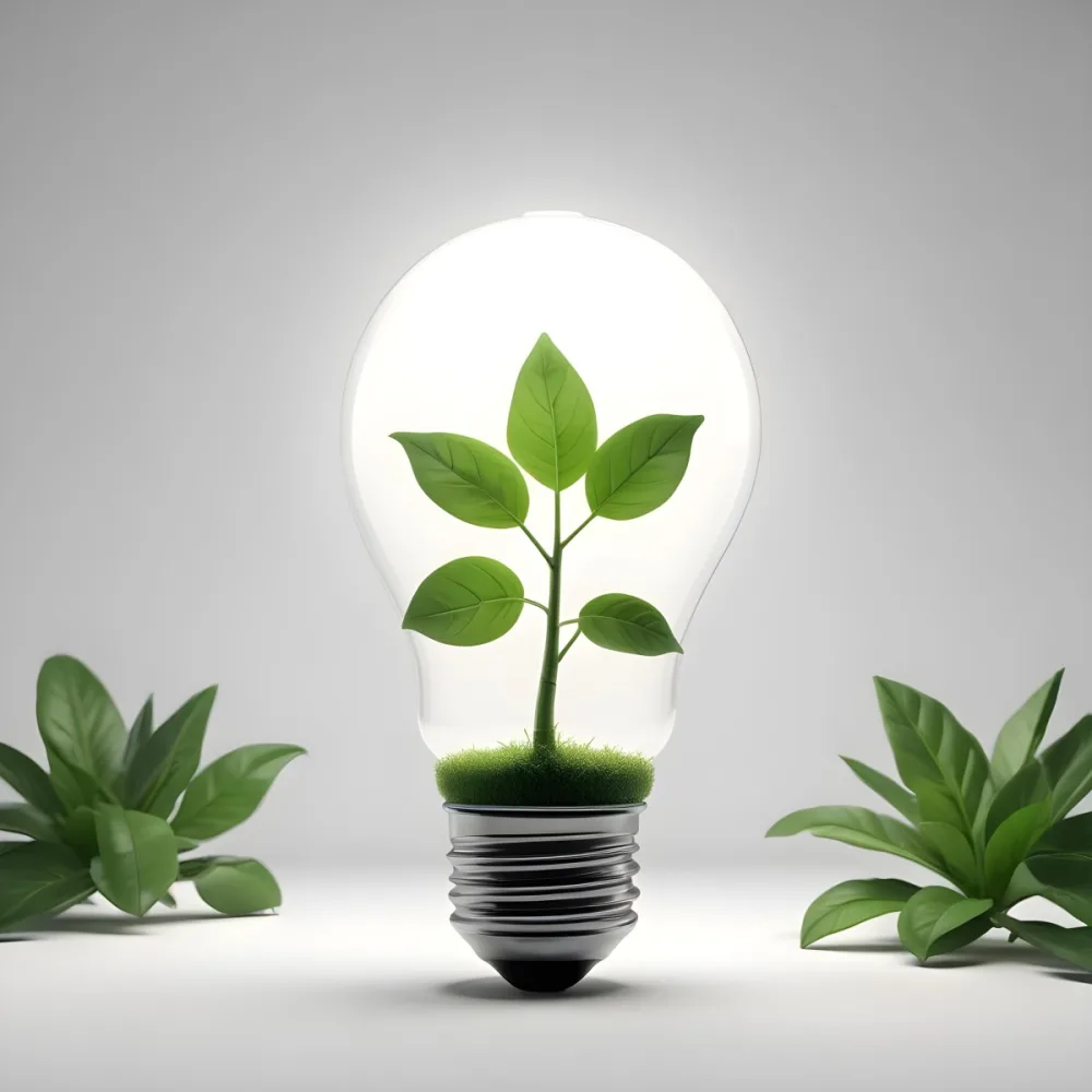 3d Model A Light Bulb With A Green Plant Inside The Bulb Is White And The Plant Is Green The Background Is White Figure Octane Render Volumetric Highly Detailed Videogame Aesthetic 14 92e2