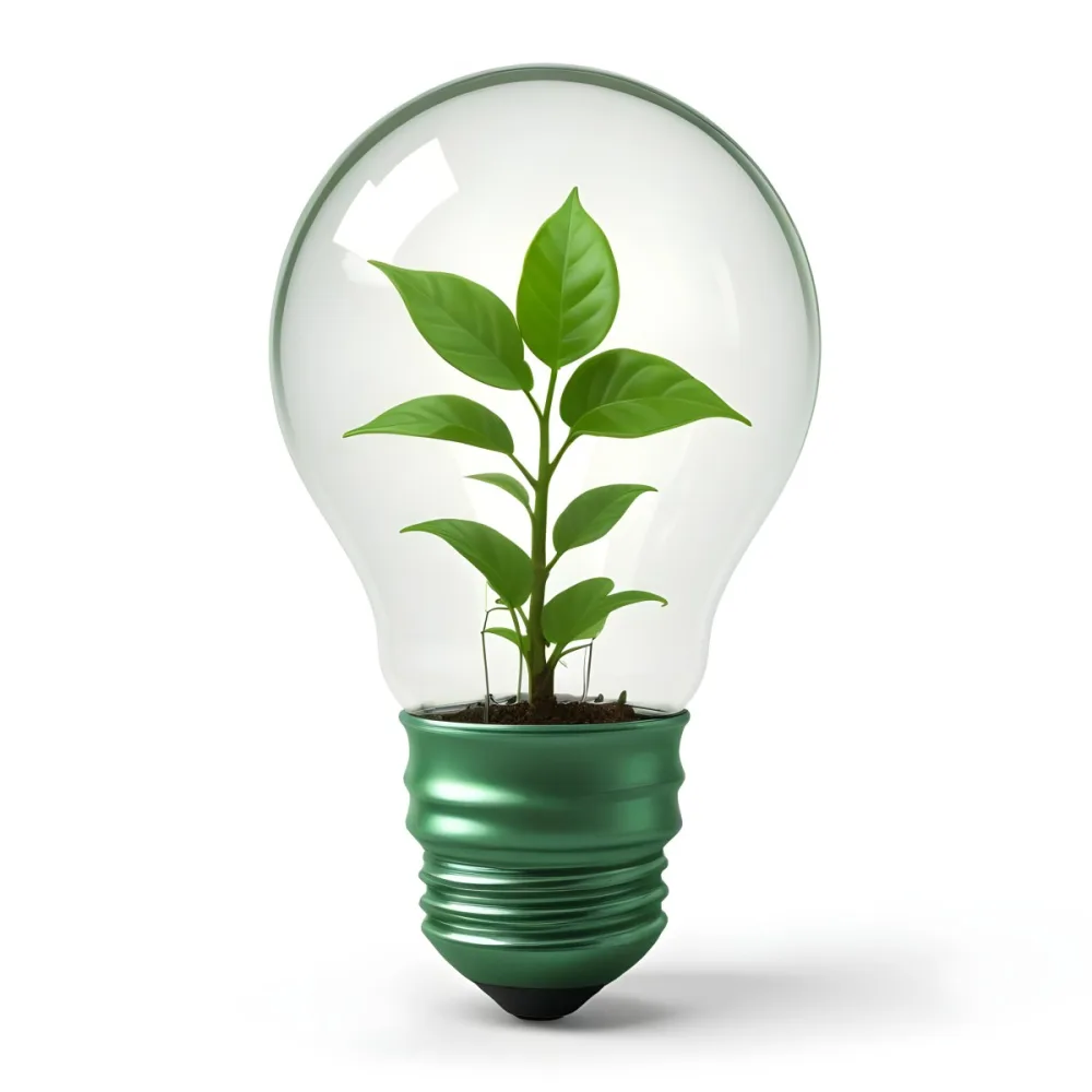 3d Model A Light Bulb With A Green Plant Inside The Bulb Is White And The Plant Is Green The Background Is White Figure Octane Render Volumetric Highly Detailed Videogame Aesthetic 2 7659