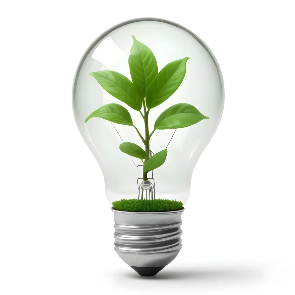 3d Model A Light Bulb With A Green Plant Inside The Bulb Is White And The Plant Is Green The Background Is White Figure Octane Render Volumetric Highly Detailed Videogame Aesthetic 4 D166