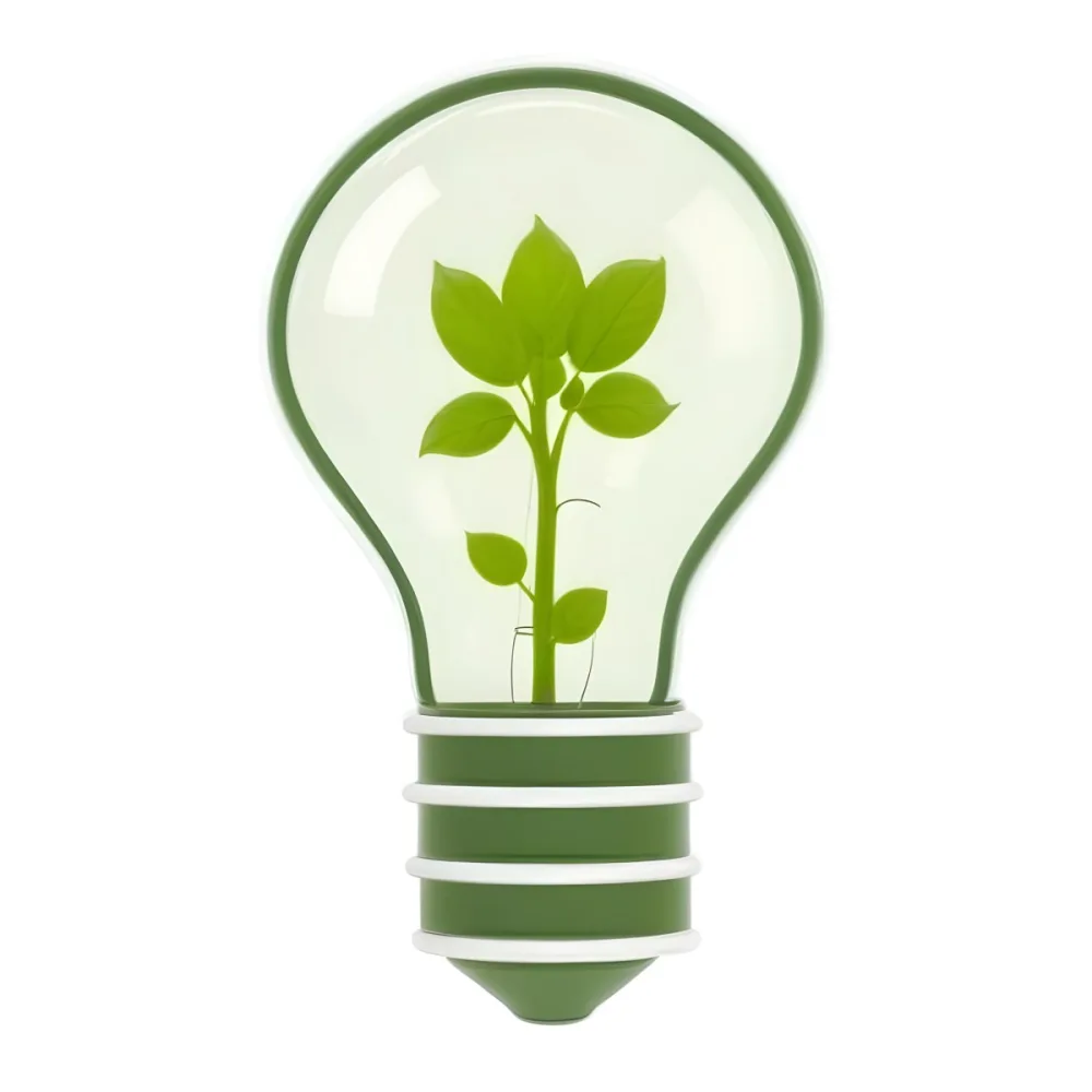 3d Model A Light Bulb With A Green Plant Inside The Bulb Is White And The Plant Is Green The Background Is White Figure Octane Render Volumetric Highly Detailed Videogame Aesthetic 44 D2fd