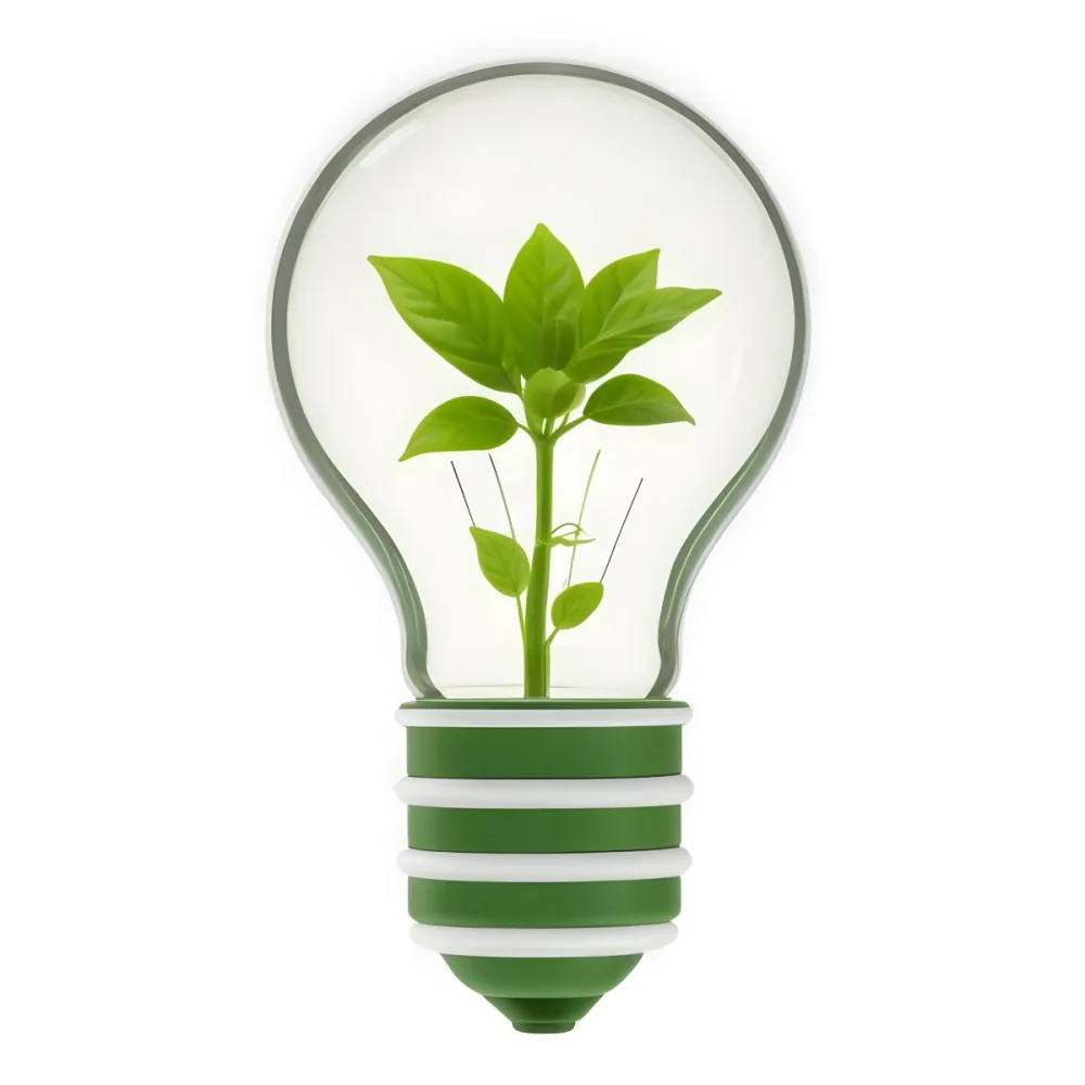 3d Model A Light Bulb With A Green Plant Inside The Bulb Is White And The Plant Is Green The Background Is White Figure Octane Render Volumetric Highly Detailed Videogame Aesthetic 6 7c8f