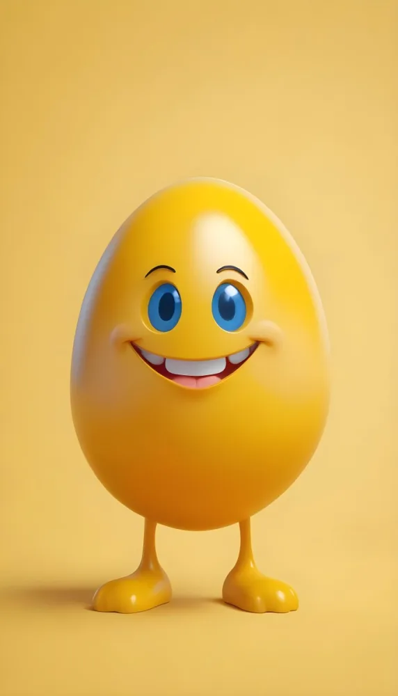 3d Model A Yellow Egg With A Smiling Face And Yellow Eyes On A Blue Background Figure Octane Render Volumetric Highly Detailed Videogame Aesthetic 1 58a8