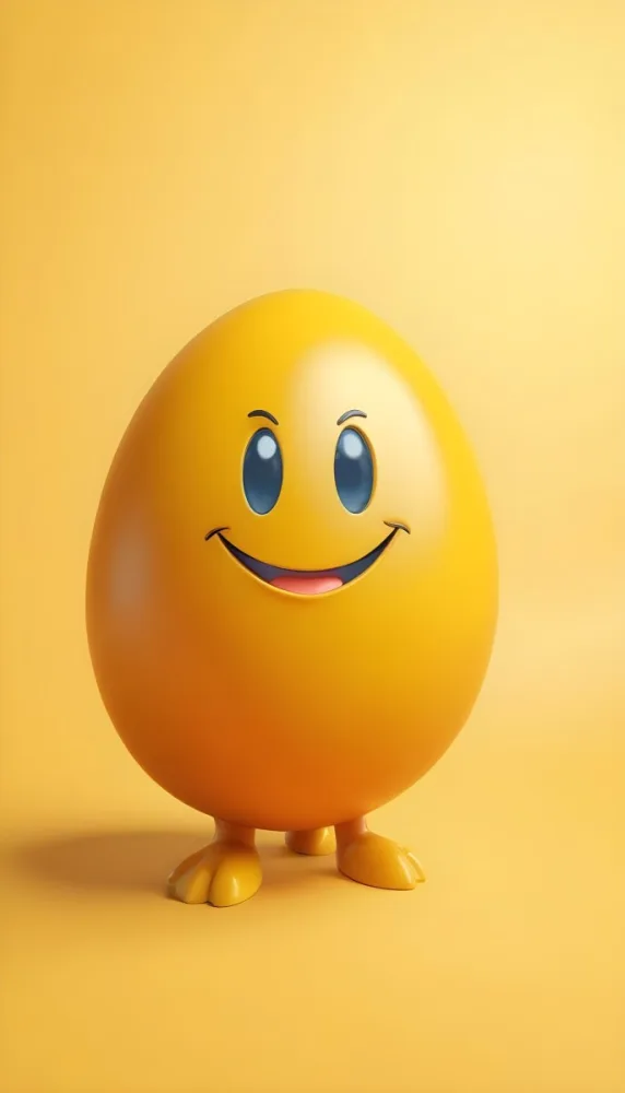 3d Model A Yellow Egg With A Smiling Face And Yellow Eyes On A Blue Background Figure Octane Render Volumetric Highly Detailed Videogame Aesthetic 4 F8e4
