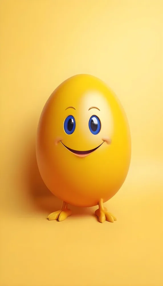 3d Model A Yellow Egg With A Smiling Face And Yellow Eyes On A Blue Background Figure Octane Render Volumetric Highly Detailed Videogame Aesthetic 40 98f3