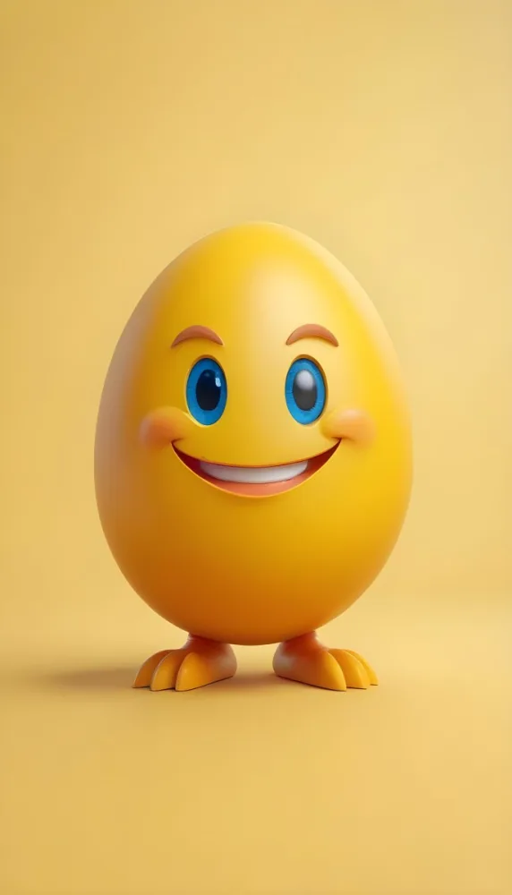 3d Model A Yellow Egg With A Smiling Face And Yellow Eyes On A Blue Background Figure Octane Render Volumetric Highly Detailed Videogame Aesthetic 5 E921