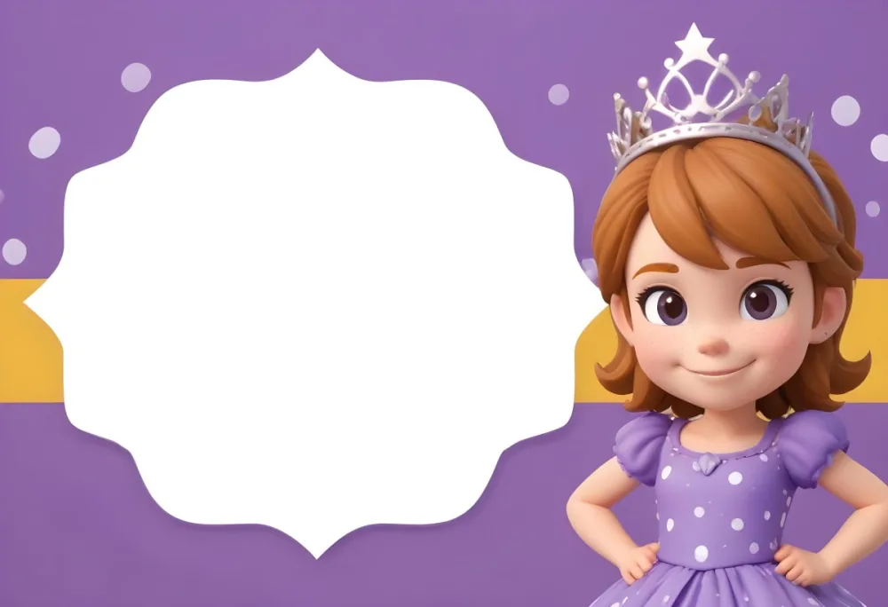 3d Model A Young Girl With Light Brown Hair Wearing A Tiara And A Purple Dress Smiling And Posing With Her Right Hand On Her Hip The Background Is Purple With White Polka Dots And A Blank White Area For Text Figure 5 Bf9d