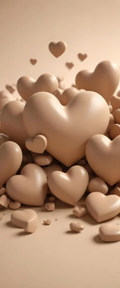 3d Model Many Light Brown Hearts Of Different Sizes Floating In A Light Brown Background Some Of Them Are In Focus And Some Are Blurred Figure Octane Render Volumetric Highly Detailed Videogame Aesthetic 37 2699