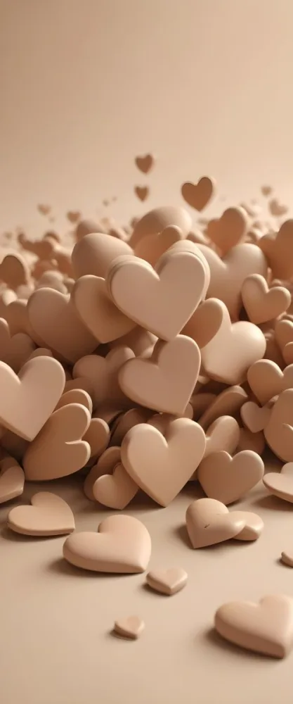 3d Model Many Light Brown Hearts Of Different Sizes Floating In A Light Brown Background Some Of Them Are In Focus And Some Are Blurred Figure Octane Render Volumetric Highly Detailed Videogame Aesthetic 38 A970