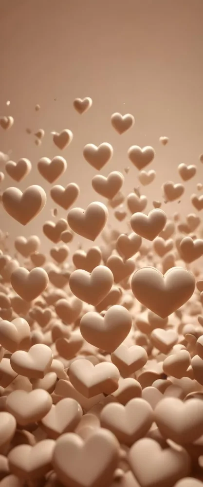 3d Model Many Light Brown Hearts Of Different Sizes Floating In A Light Brown Background Some Of Them Are In Focus And Some Are Blurred Figure Octane Render Volumetric Highly Detailed Videogame Aesthetic 39 0f57