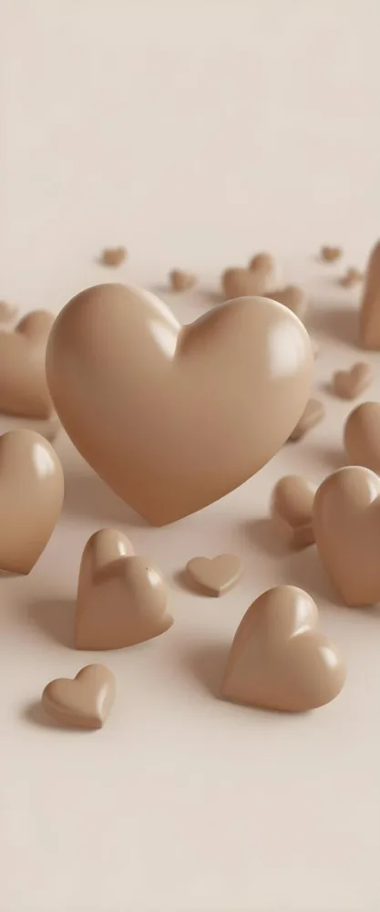 3d Model Many Light Brown Hearts Of Different Sizes Floating In A Light Brown Background Some Of Them Are In Focus And Some Are Blurred Figure Octane Render Volumetric Highly Detailed Videogame Aesthetic 7 87dd