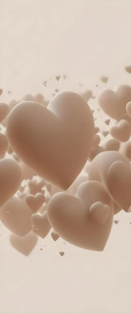 3d Model Many Light Brown Hearts Of Different Sizes Floating In A Light Brown Background Some Of Them Are In Focus And Some Are Blurred Figure Octane Render Volumetric Highly Detailed Videogame Aesthetic 9 5b62