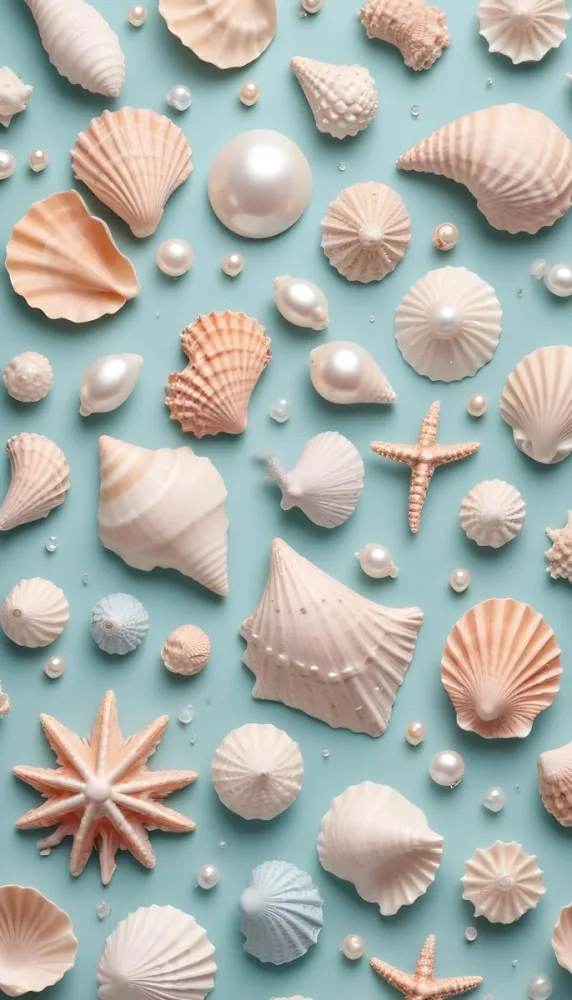 3d Model Seashells Pearls And Other Marine Elements On A Pastel Colored Background Figure Octane Render Volumetric Highly Detailed Videogame Aesthetic 6 29cb