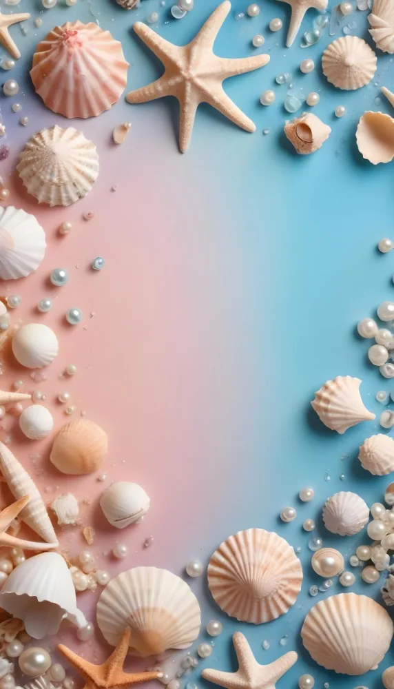 3d Model Seashells Pearls And Other Marine Elements On A Pastel Colored Background Figure Octane Render Volumetric Highly Detailed Videogame Aesthetic 7 6ffc