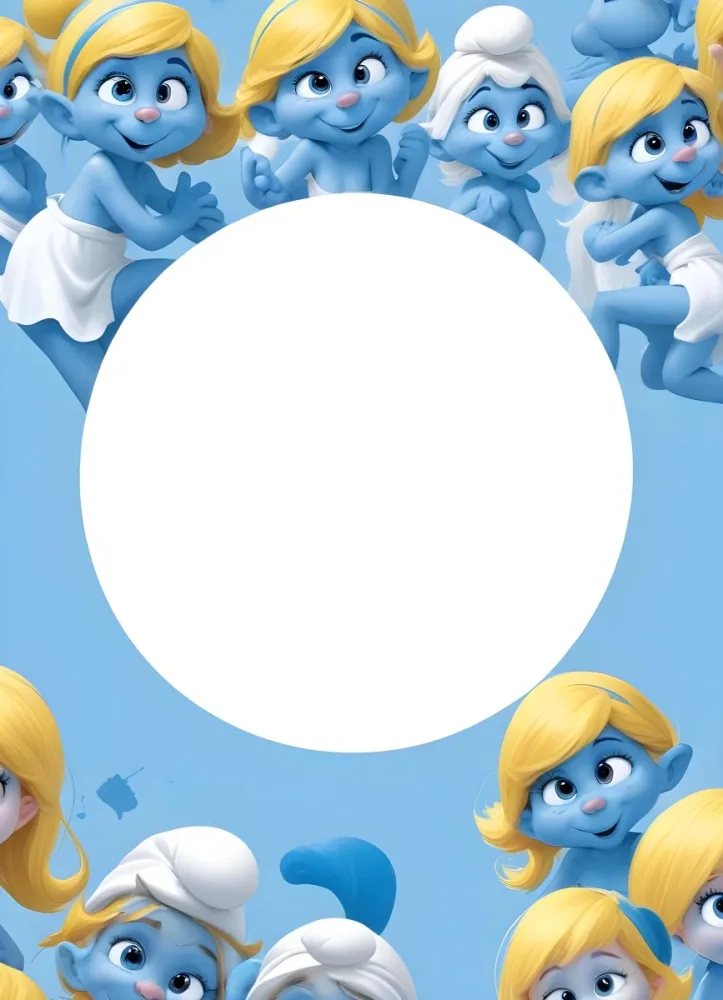 3d Model Smurfette And Other Smurfs Around A White Circle Light Blue Background Figure Octane Render Volumetric Highly Detailed Videogame Aesthetic 21 47d0