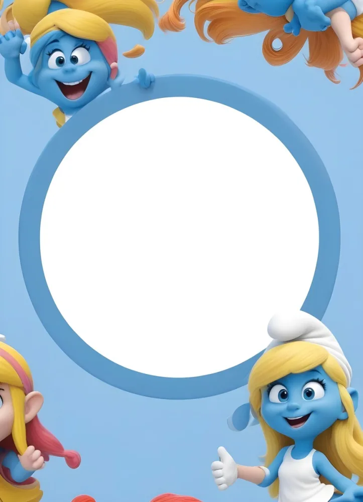 3d Model Smurfette And Other Smurfs Around A White Circle Light Blue Background Figure Octane Render Volumetric Highly Detailed Videogame Aesthetic 9 3476