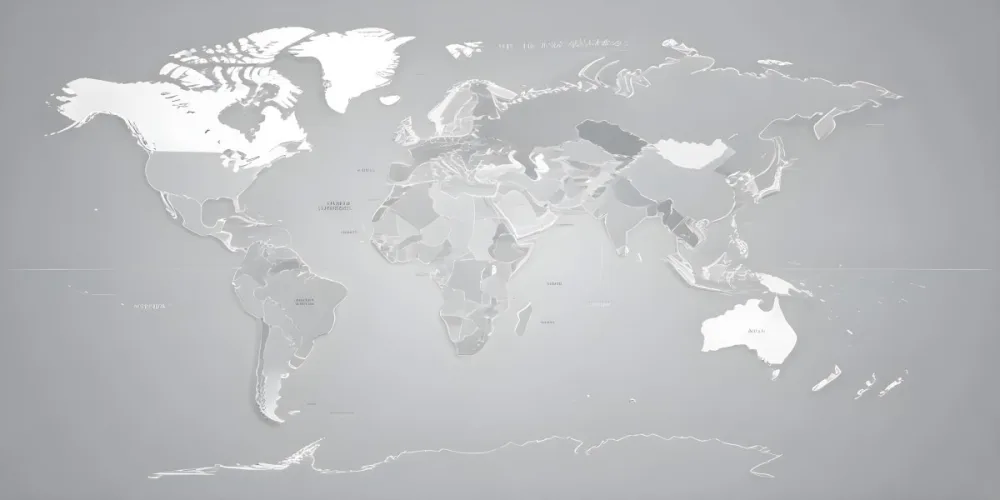 3d Model World Map With Continents In Gray And White Centered On Africa And Europe With A Curved Perspective Simple And Minimalist Design Figure Octane Render Volumetric Highly Detailed Videogame Aesthetic 7 E23e