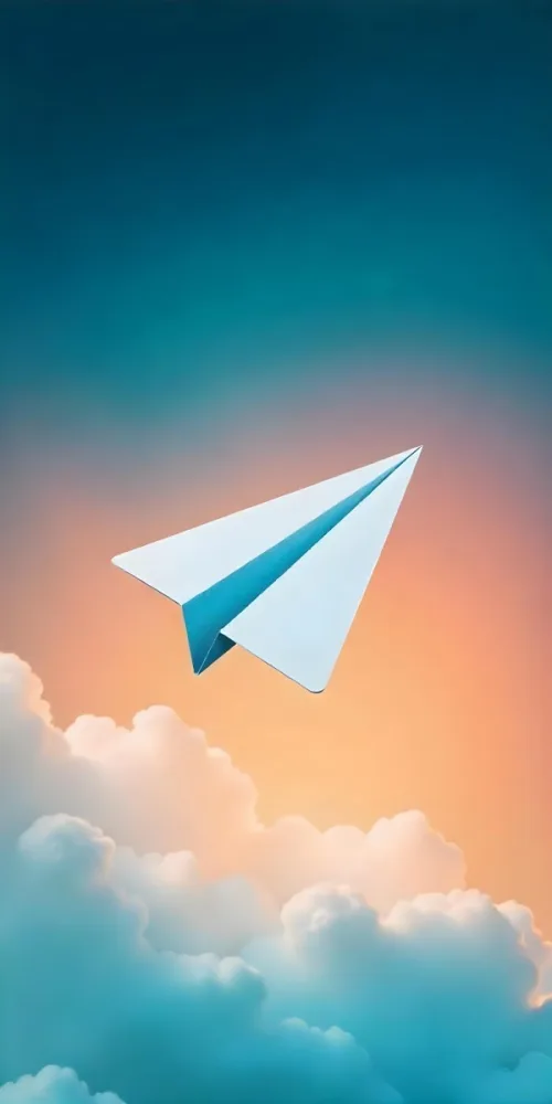 A Blue Paper Airplane Flying In The Air Blue And Orange Gradient Background 8 C5b3