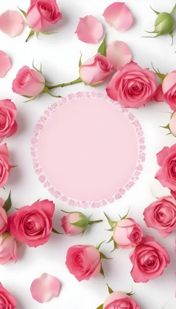 A Circular Arrangement Of Pink Roses Surrounding A Blank Pink Circle In The Center The Background Is White Enhancing The Vibrant Colors Of The Roses 6 4c6d