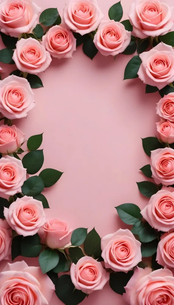 A Circular Arrangement Of Pink Roses Surrounding A Blank Pink Circle In The Center The Background Is White Enhancing The Vibrant Colors Of The Roses 7 Bbbc